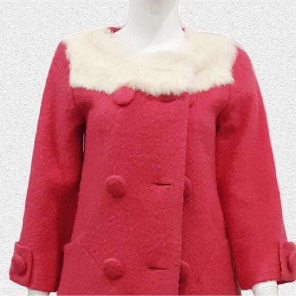 WOOL PINK JACKET FUR COLLAR MOPLE. Korean Fashion - Picture 7 of 9